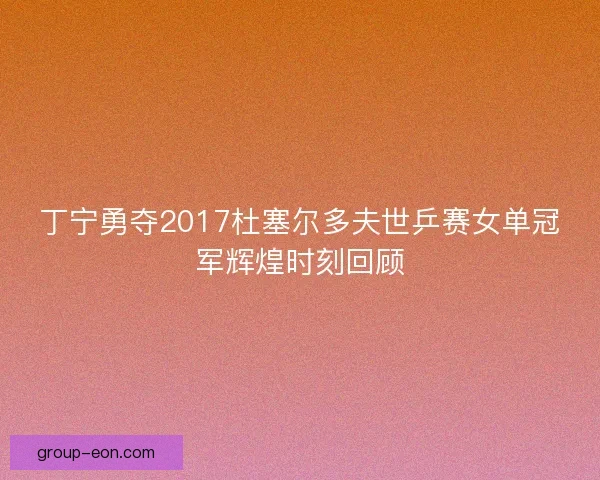 丁宁勇夺2017杜塞尔多夫世乒赛女单冠军辉煌时刻回顾 丁宁勇夺2017杜塞尔多夫世乒赛女单冠军辉煌时刻回顾